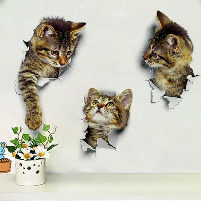 3pcs 3D Cute Cat Self-adhesive - Pvc Panel Background incelemesi ve fiyatı