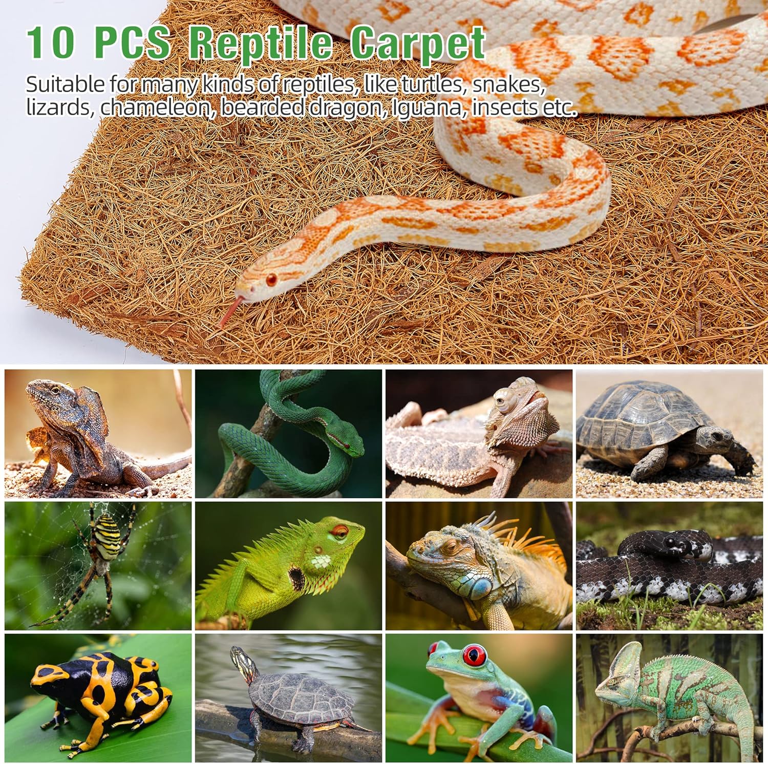 10 Pcs Reptile Carpet, 12x12 i - Substrate Coconut Fiber incelemesi ve fiyatı
