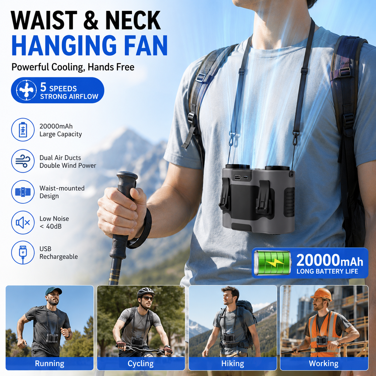 Portable Waist Clip Fan Mini U - Timer Dual Outlet incelemesi ve fiyatı
