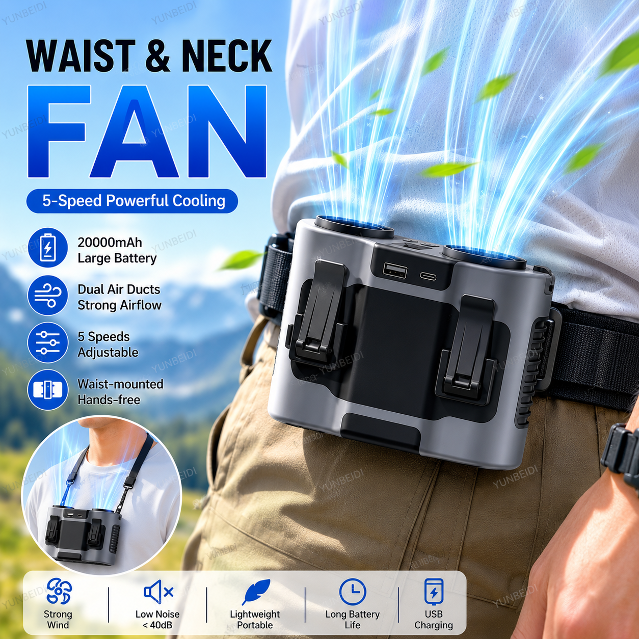 Portable Waist Clip Fan Mini U - Timer Dual Outlet incelemesi ve fiyatı